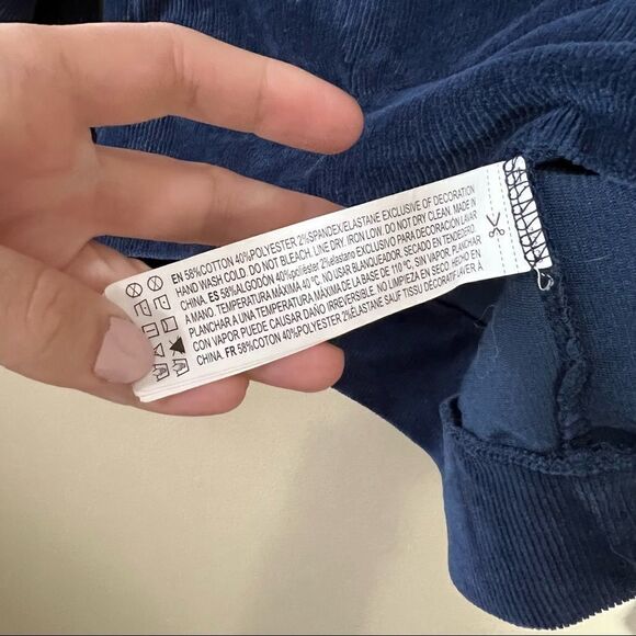 ✨ Forever 21 Navy Blue Corduroy Hoodie Small - Picture 4 of 6